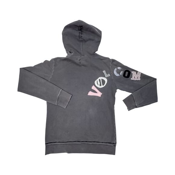 Y2K Volcom Grey Hoodie with Patch Logos - Size L - Picture 6 of 7